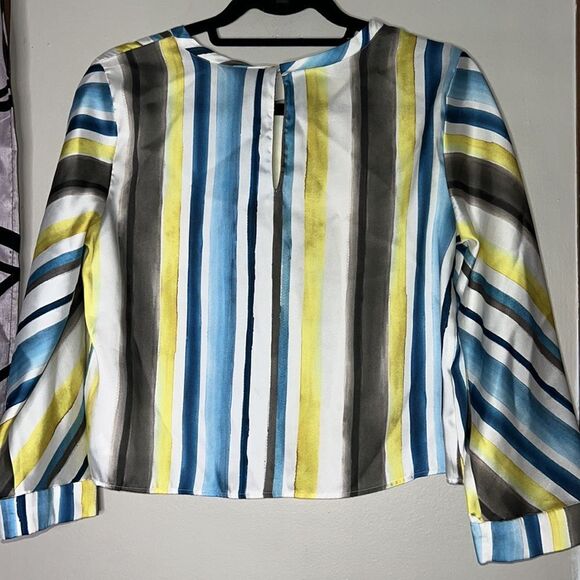 Zara Striped Long Sleeve Cropped Blouse Size Small - Picture 7 of 10